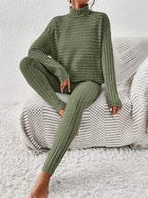 Load image into Gallery viewer, Ribbed Turtleneck Top and Pants Set