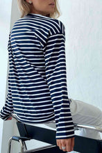 Load image into Gallery viewer, Round Neck Striped Dropped Shoulder T-Shirt