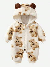 Load image into Gallery viewer, Baby Bear Zip Up Long Sleeve Hooded Jumpsuit