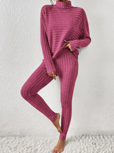 Load image into Gallery viewer, Ribbed Turtleneck Top and Pants Set