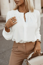 Load image into Gallery viewer, Button Up Round Neck Long Sleeve Shirt