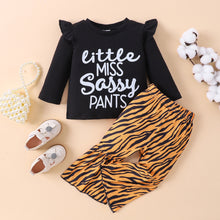 Load image into Gallery viewer, Baby Girl Graphic Top and Printed Flare Pants Set