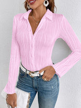 Load image into Gallery viewer, Collared Neck Long Sleeve Shirt
