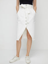 Load image into Gallery viewer, Full SizeTie Waist Buttoned Denim Skirt