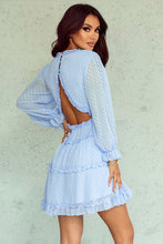 Load image into Gallery viewer, Swiss Dot Frill V-Neck Mini Dress