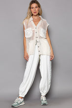 Load image into Gallery viewer, POL Button Down Crochet Patches Knit Vest