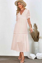 Load image into Gallery viewer, Swiss Dot V-Neck Short Sleeve Midi Dress