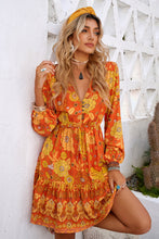 Load image into Gallery viewer, Floral Drawstring Waist Puff Sleeve Dress