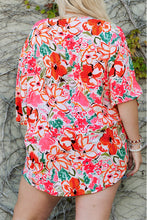 Load image into Gallery viewer, Plus Size Floral V-Neck Half Sleeve Shirt