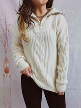 Load image into Gallery viewer, Ribbed Half Zip Long Sleeve Sweater