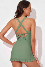 Load image into Gallery viewer, Tie Back Sleeveless Swim Dress and Bottoms Set