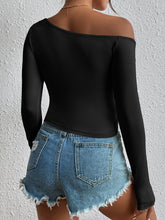 Load image into Gallery viewer, Asymmetrical Long Sleeve Side Tie Cropped Blouse
