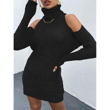 Load image into Gallery viewer, Cold Shoulder Turtleneck Sweater Dress