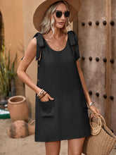 Load image into Gallery viewer, Scoop Neck Tie Shoulder Mini Dress
