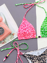 Load image into Gallery viewer, Leopard Tied Halter Neck Bikini Set