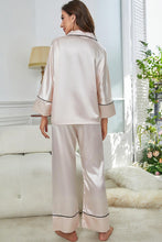 Load image into Gallery viewer, Contrast Piping Button-Up Top and Pants Pajama Set