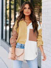 Load image into Gallery viewer, Color Block Button Up Collared Neck Shirt