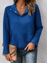 Load image into Gallery viewer, Raglan Sleeve Collared Neck Sweatshirt with Pocket
