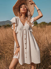 Load image into Gallery viewer, Ruffled Cap Sleeve V-Neck Mini Dress