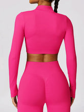 Load image into Gallery viewer, Zip Up Baseball Collar Outerwear and High Waist Pants Active Set