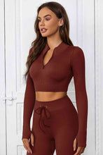 Load image into Gallery viewer, Half-Zip Thumbhole Sleeve Sports Top