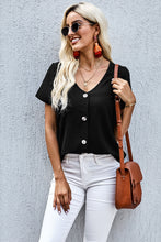 Load image into Gallery viewer, Buttoned V-Neck Short Sleeve Top