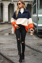 Load image into Gallery viewer, Color Block Quarter Zip Sweatshirt
