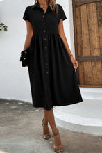 Load image into Gallery viewer, Button Front Short Sleeve Dress