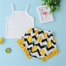 Load image into Gallery viewer, Baby Girl Summer Graphic Cami and Lemon Print Shorts Set