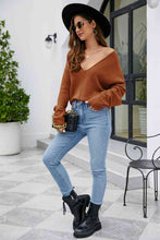 Load image into Gallery viewer, V-Neck Drop Shoulder Long Sleeve Knit Top