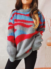 Load image into Gallery viewer, Color Block Round Neck Sweater