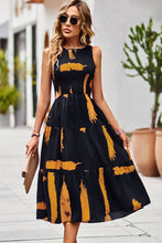 Load image into Gallery viewer, Printed Round Neck Slit Sleeveless Dress
