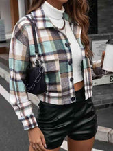 Load image into Gallery viewer, Plaid Collared Neck Button Down Jacket