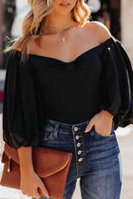 Load image into Gallery viewer, V-Neck Ruched Lantern Sleeve Bodysuit