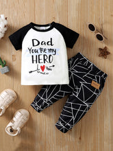 Load image into Gallery viewer, Baby Boy Round Neck Raglan Sleeve T-Shirt and Printed Pants Set