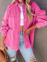 Load image into Gallery viewer, Button Down Raw Hem Denim Jacket