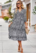 Load image into Gallery viewer, Leopard Surplice Tie Belt Slit Dress
