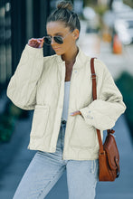 Load image into Gallery viewer, Drawstring Dropped Shoulder Quilted Jacket