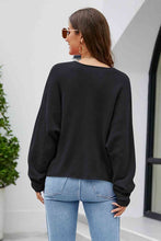 Load image into Gallery viewer, V-Neck Drop Shoulder Long Sleeve Knit Top