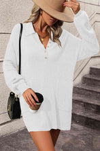 Load image into Gallery viewer, Johnny Collar Drop Shoulder Sweater Dress