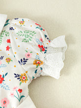 Load image into Gallery viewer, Floral Peter Pan Collar Flounce Sleeve Dress
