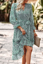 Load image into Gallery viewer, Leopard Surplice Tie Belt Slit Dress