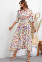 Load image into Gallery viewer, Floral Notched Neck Half Sleeve Dress