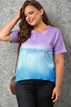 Load image into Gallery viewer, Plus Size Gradient Color Block Tee Shirt