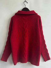 Load image into Gallery viewer, Ribbed Half Zip Long Sleeve Sweater
