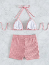Load image into Gallery viewer, Eyelet Halter Neck Bra and Bottom Swim Set