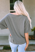 Load image into Gallery viewer, Ribbed Boat Neck Batwing Sleeve T-Shirt