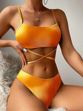 Load image into Gallery viewer, Tied Gradient Spaghetti Strap Three-Piece Swim Set