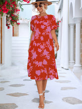 Load image into Gallery viewer, Floral Puff Sleeve Ruffle Hem Midi Dress