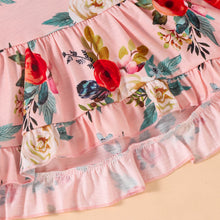 Load image into Gallery viewer, Baby Girl Floral Round Neck Top and Lace Trim Distressed Jeans Set
